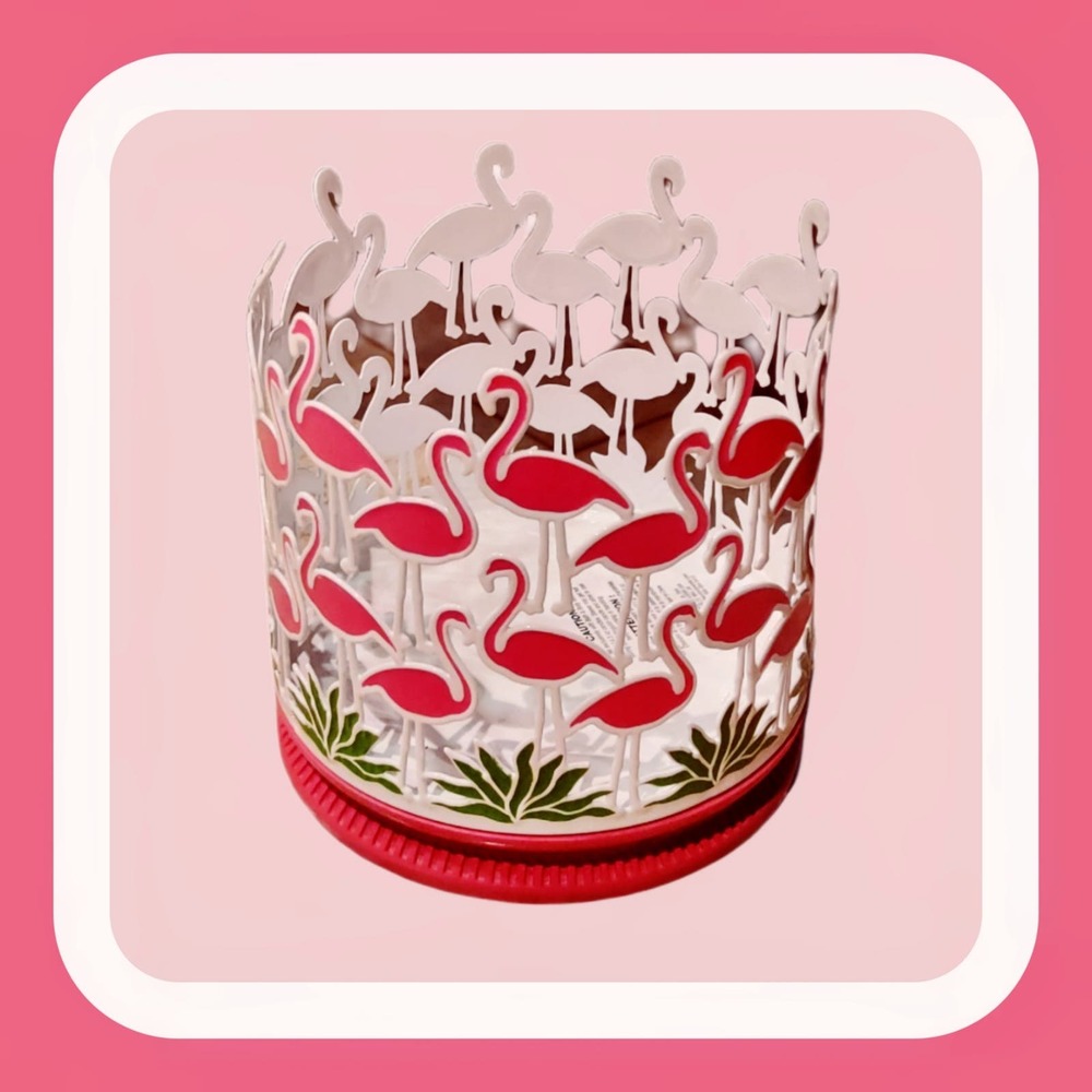 FLAMINGO FLOCK 3-WICK CANDLE HOLDER BY BATH & BODY WORKS, Pink & Green